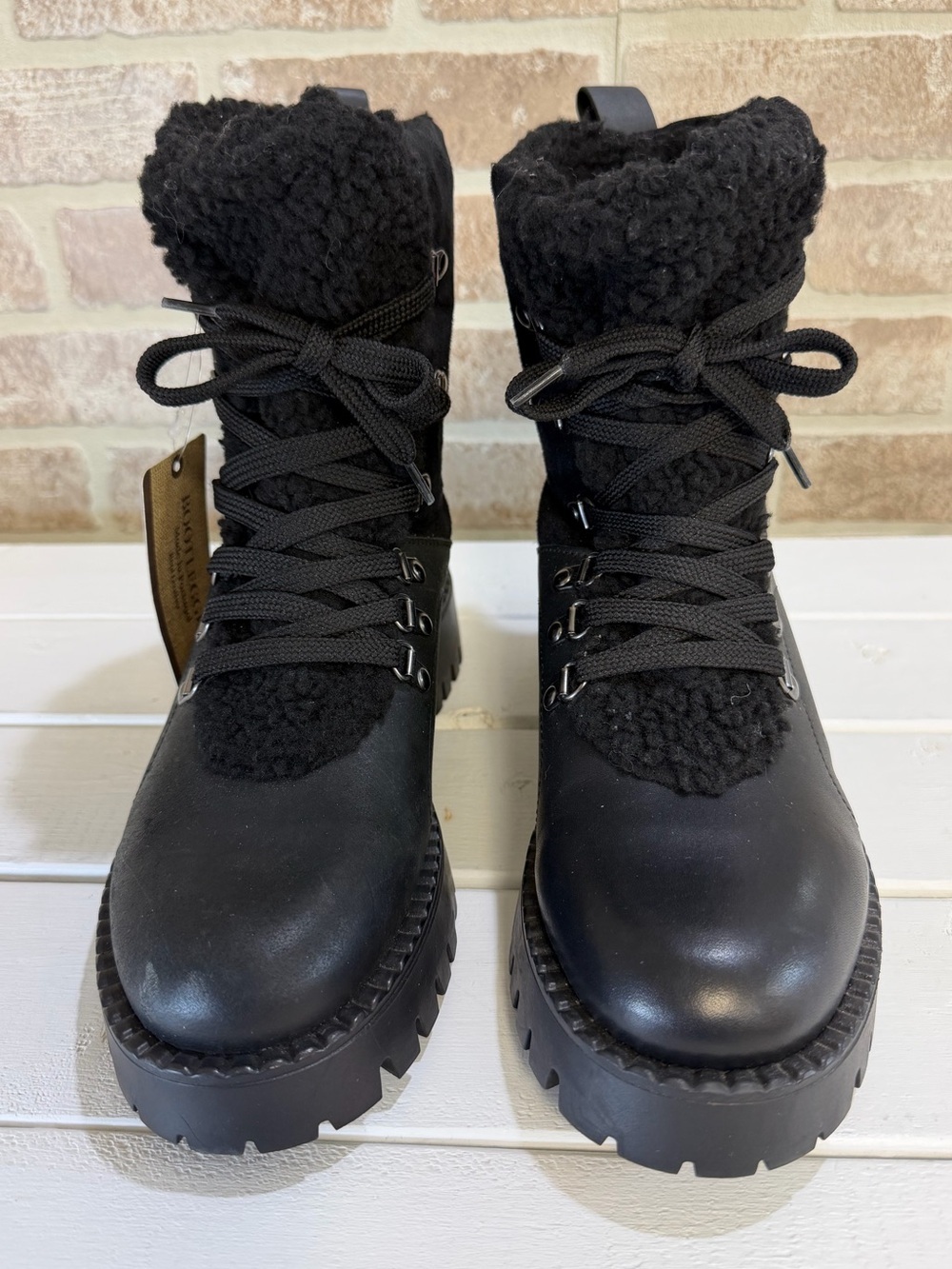 Bootlegger Black Leather & Shearling Lug Sole Combat Boots EU 40 NWT Portugal - Picture 3 of 11
